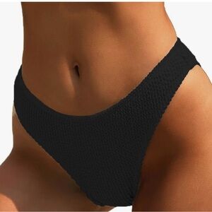 YMISAN Women's Bikini Swim Bottom Briefs Ribbed High Cut Mid Waist Cheeky